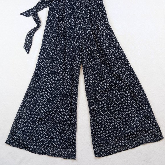 J.Crew Blue Point Sur Sparkle Indigo Floral Wide Leg Ruffle Romper/Jumpsuit - Picture 7 of 16